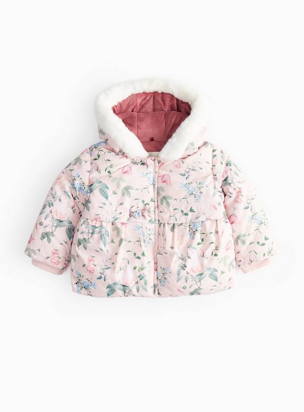 Pink Digital Floral Puffer Coat 12-18 months